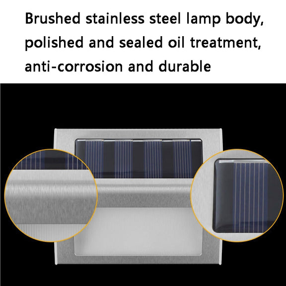 6 LED Solar Stainless Steel Stair Ladder Lamp Wall Light(Warm Light)