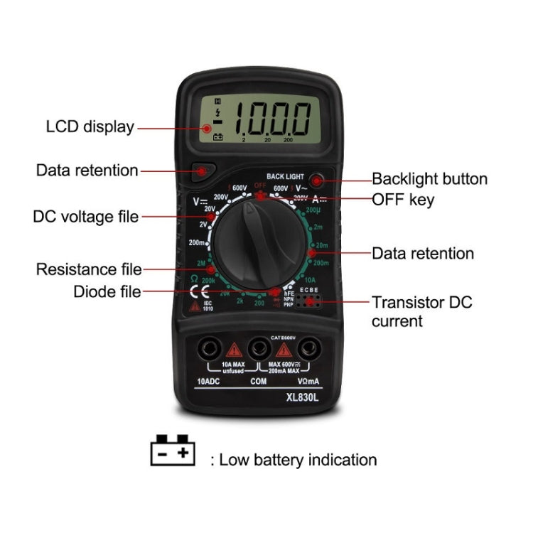 ANENG XL830L Multi-Function Digital Display High-Precision Digital Multimeter, Specification: Standard+10A Extra Tip Pen(Green) - free shipping - PMC TechLife - Order now!