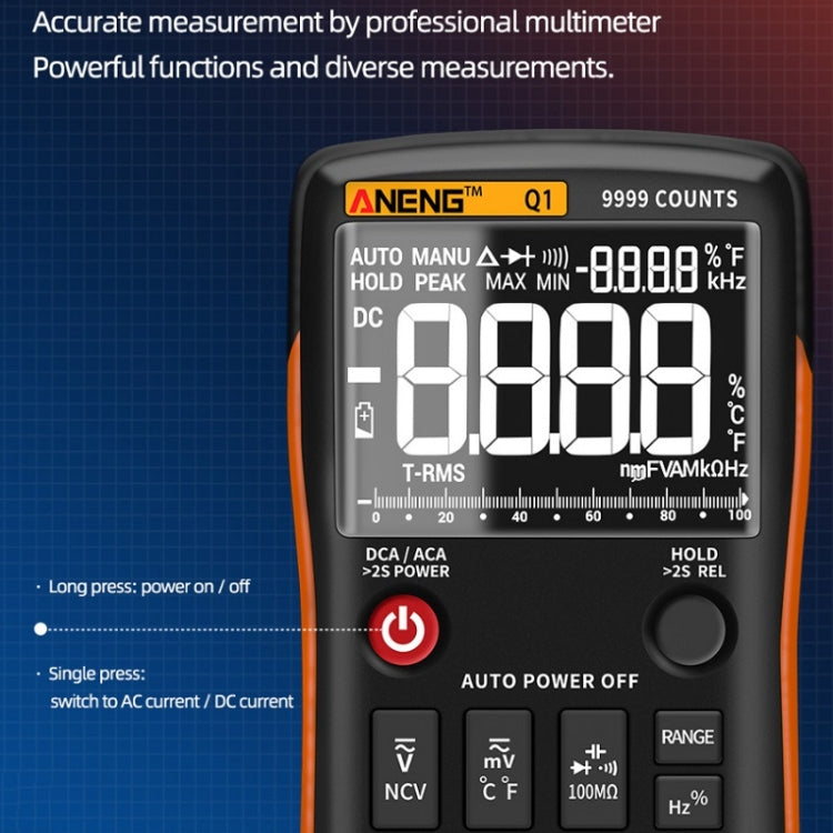 ANENG AN-Q1 Automatic High-Precision Intelligent Digital Multimeter, Specification: Standard(Orange)
