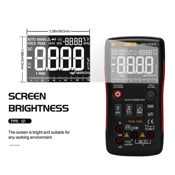 ANENG AN-Q1 Automatic High-Precision Intelligent Digital Multimeter, Specification: Standard with Cable(Red)