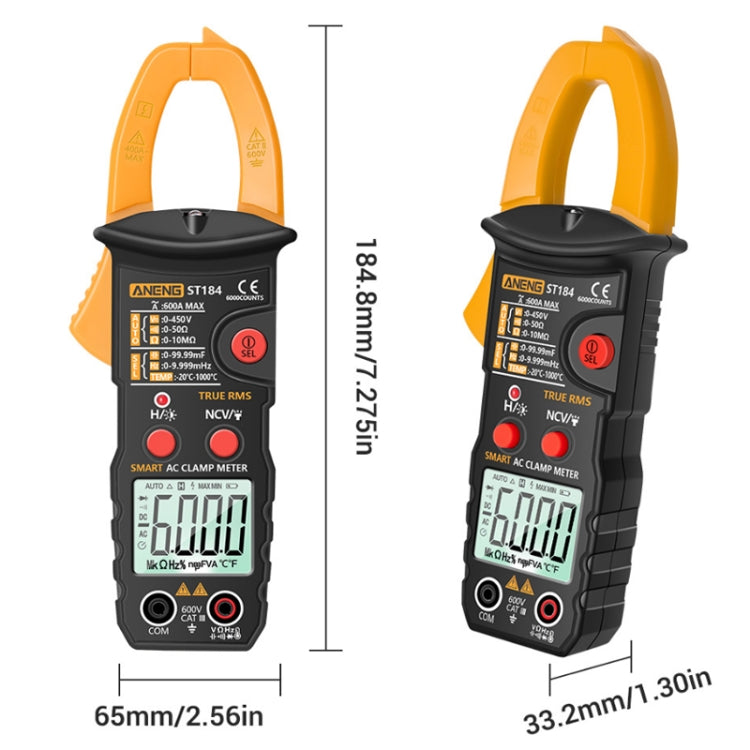 ANENG ST184 Automatically Identify Clamp-On Smart Digital Multimeter(Black) - free shipping - PMC TechLife - Order now!