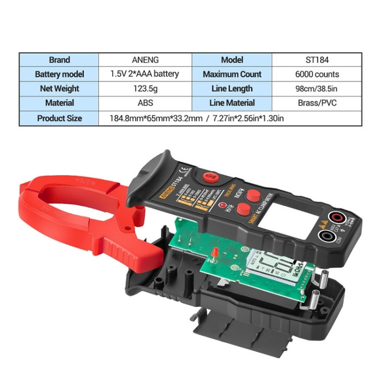 ANENG ST184 Automatically Identify Clamp-On Smart Digital Multimeter(Black) - free shipping - PMC TechLife - Order now!