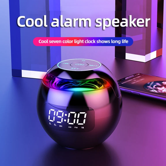 ZXL-G90 Portable Colorful Ball Bluetooth Speaker, Style: Clock Version (Black)