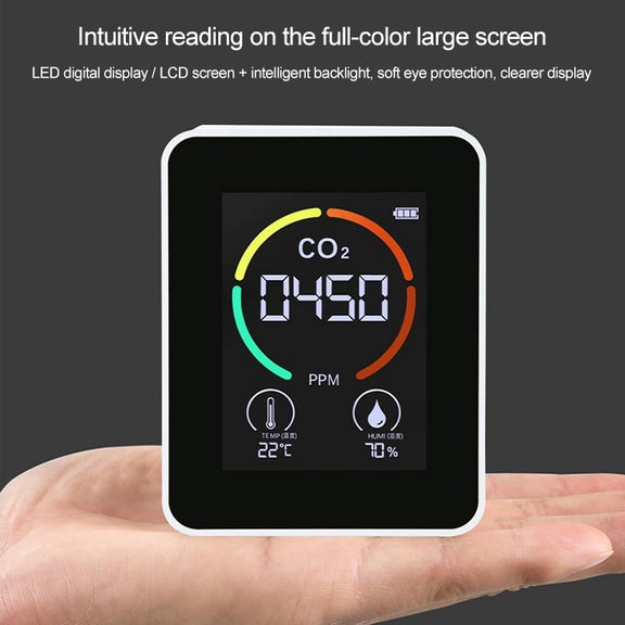 XY-T01 Temperature Humidity Display CO2 Meter Carbon Dioxide Air Quality Detector(Semiconductor White)