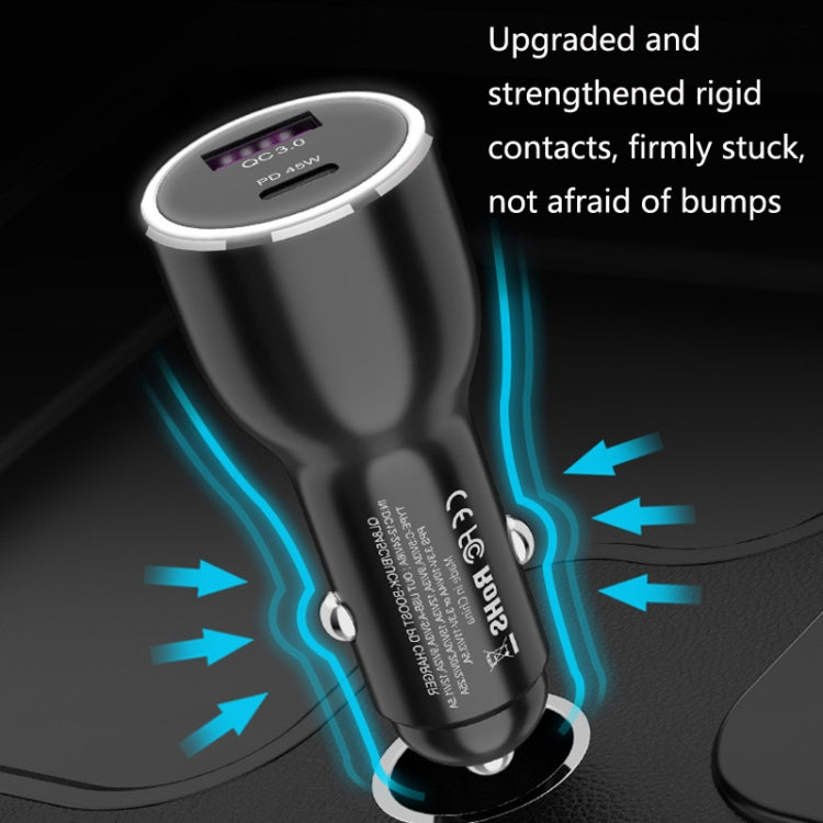 QL845C PD 45W USB-C / Type-C + QC 3.0 USB Car Charger(Black)