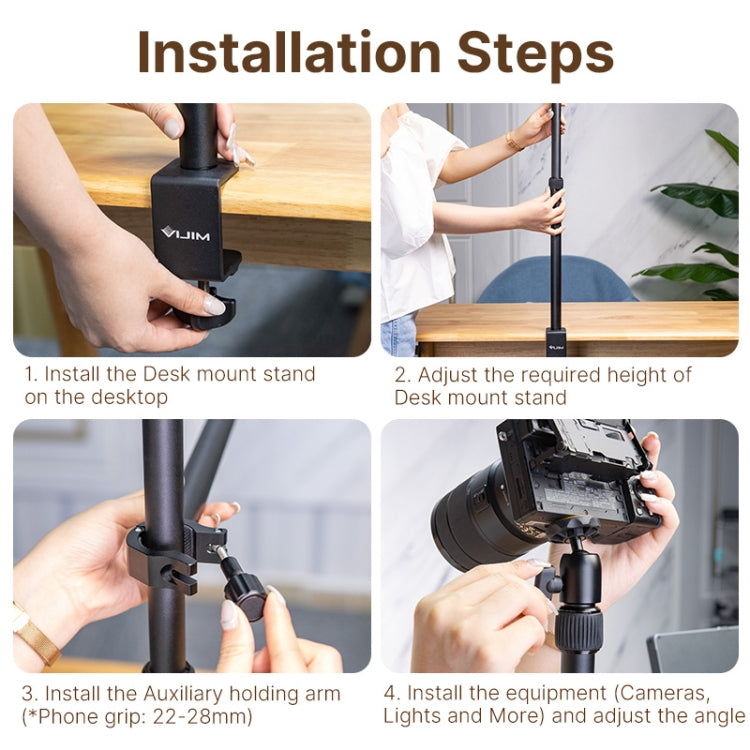 Ulanzi  Vijim LS02  Live Desktop Extension Arm Light Stand  For Ring Light DSLR Camera - free shipping - PMC TechLife - Order now!