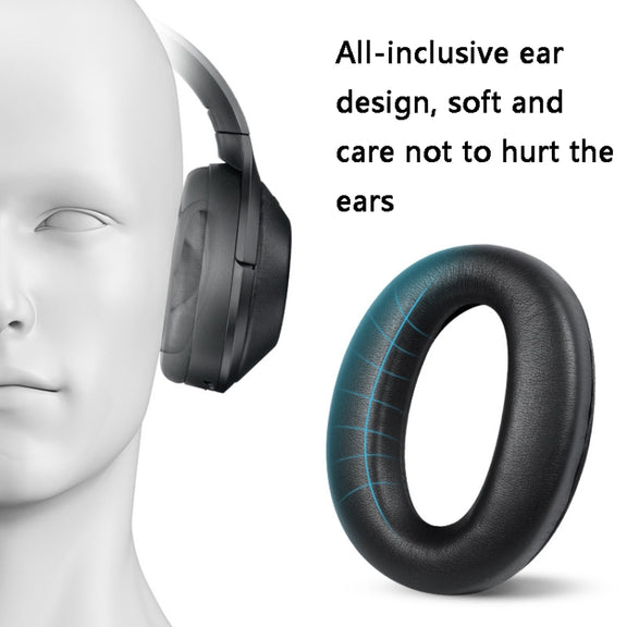 2 PCS Leather Headset Earmuffs for Sony 1000XM4 Black with Snap