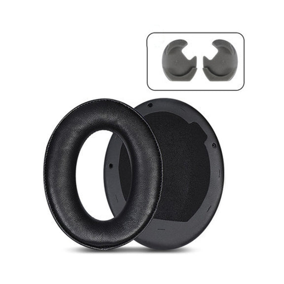 2 PCS Leather Headset Earmuffs for Sony 1000XM4 Black Lambskin No Snap