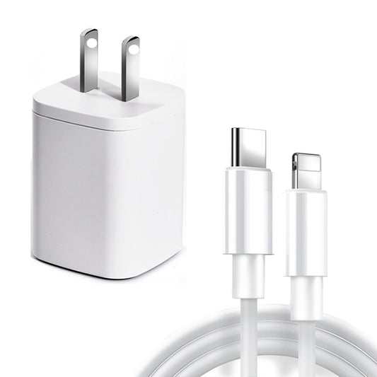 CYKE USB60 20W Mini PD Type-C Port Fast Charger With Type-C To 8 Pin Cable, US Plug(White Set) - free shipping - PMC Jewellery - Order now!