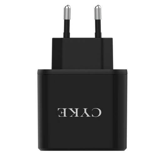 CYKE Smart Digital Display 3-Ports USB Travel Charger(EU Plug-Black) - USB Charger by CYKE | Online Shopping South Africa | PMC Jewellery | Buy Now Pay Later Mobicred
