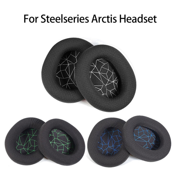 1 Pair Sponge Headset Pad for Steelseries Arctis Pro / Arctis 3 / 5 / 7(Green Print Mesh)