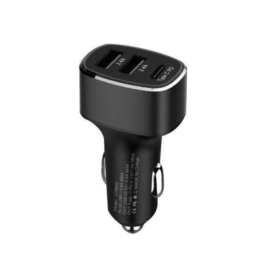 QIAKEY GT690C Dual USB + USB-C / Type-C Aluminum Alloy Three-Hole Car Charger(Black) - free shipping - PMC Jewellery - Order now!