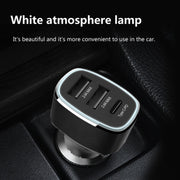 QIAKEY GT690C Dual USB + USB-C / Type-C Aluminum Alloy Three-Hole Car Charger(Black)