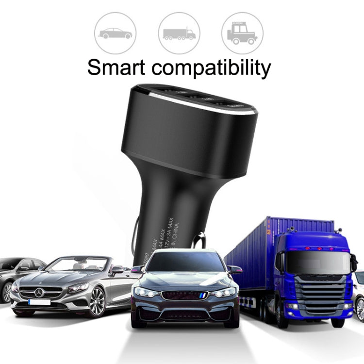QIAKEY GT690C Dual USB + USB-C / Type-C Aluminum Alloy Three-Hole Car Charger(Black)