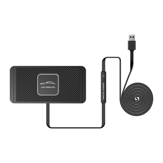 POLMXS C1 15W Car Anti-Skid Mats Wireless Charger With 1m USB Data Cable(Black) - Wireless Charging Pads by POLMXS | Online Shopping South Africa | PMC Jewellery | Buy Now Pay Later Mobicred