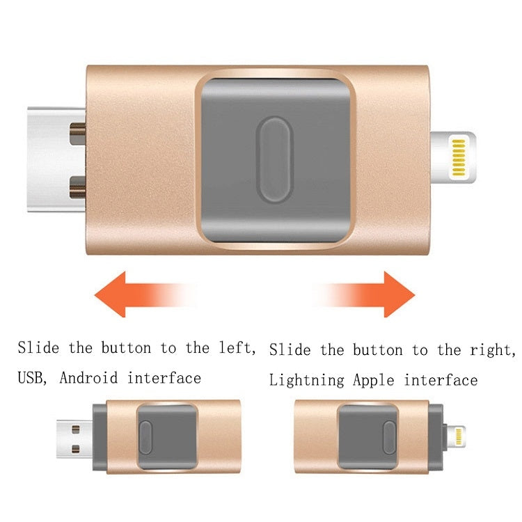 256GB Type-C + 8 Pin + USB 3.0  3 In 1 OTG Metal USB Flash Drive(Black) - U Disk & Card Reader by PMC TechLife | Online Shopping South Africa | PMC TechLife