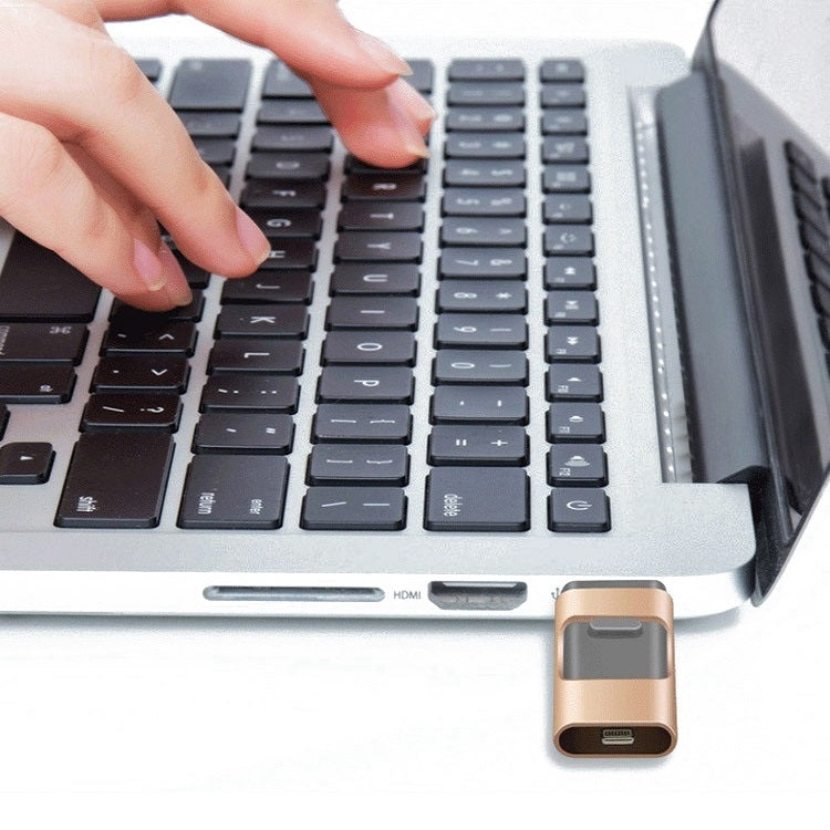 256GB Type-C + 8 Pin + USB 3.0  3 In 1 OTG Metal USB Flash Drive(Black) - U Disk & Card Reader by PMC TechLife | Online Shopping South Africa | PMC TechLife