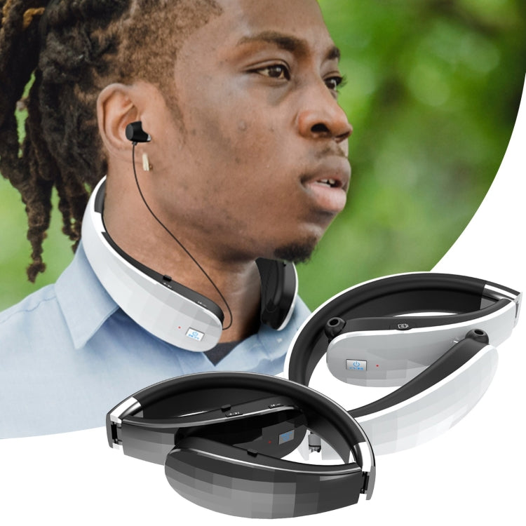 Telescopic Neck-Mounted Folding Bluetooth Earphone(Black) - Neck-mounted Earphone by PMC TechLife | Online Shopping South Africa | PMC TechLife