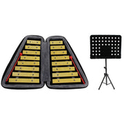 JZ-35 16-Tone Double Row Carillon Orff Percussion Instrument, Color: Golden With Shelf