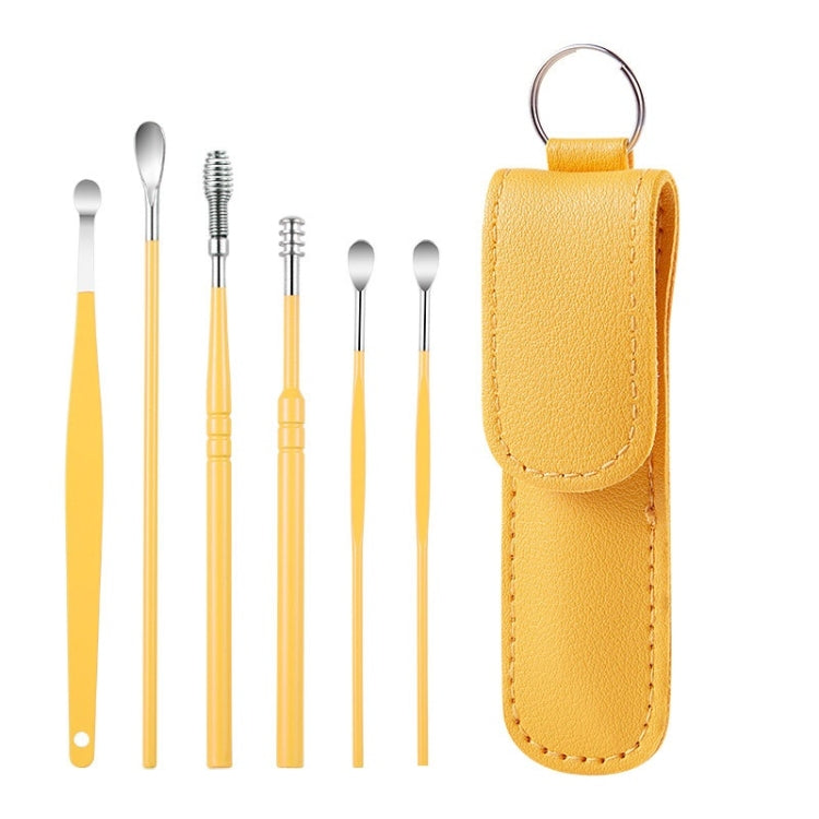 5 Sets 6 In 1 Stainless Steel Spring Spiral Portable Ear Pick, Specification: Yellow - Ear Care Tools by PMC TechLife | Online Shopping South Africa | PMC TechLife