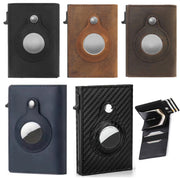 Anti-Theft Positioning Wallet Men Card Holder Mini Wallets For Airtag(Cowhide Carbon Fiber)