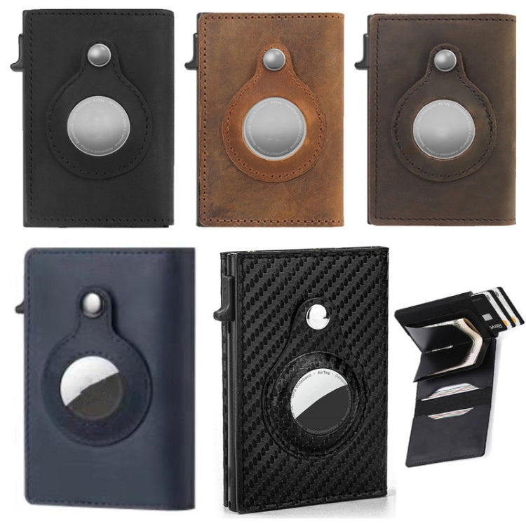 Anti-Theft Positioning Wallet Men Card Holder Mini Wallets For Airtag(Cowhide Carbon Fiber)