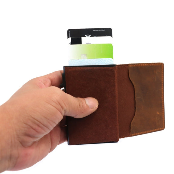 Anti-Theft Positioning Wallet Men Card Holder Mini Wallets For Airtag(Cowhide Carbon Fiber)