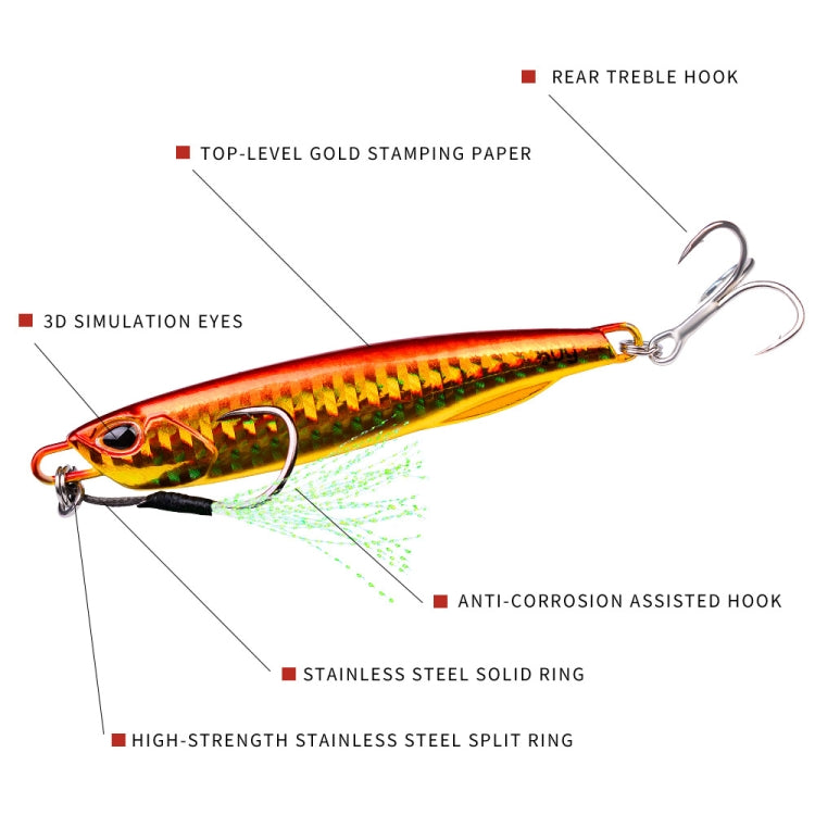 3 PCS PROBEROS LF103 Simulation Metal Sea Fishing Bait, Specification: 60g(H With Hook)