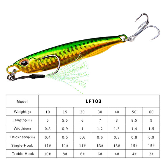 3 PCS PROBEROS LF103 Simulation Metal Sea Fishing Bait, Specification: 60g(H With Hook)