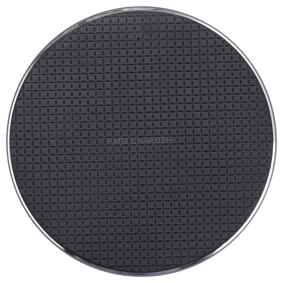 Q25 15W Plaid Pattern Desktop Metal Round Wireless Charger(Black)