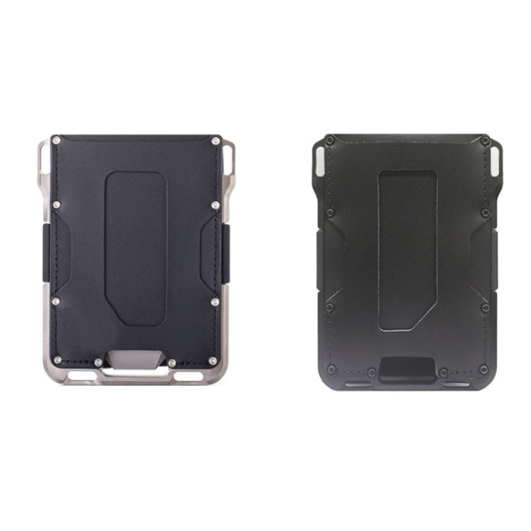RFID Metal Anti-Theft Credit Card Holder(Silver Metal + Black Skin)
