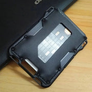 RFID Metal Anti-Theft Credit Card Holder(Silver Metal + Black Skin)