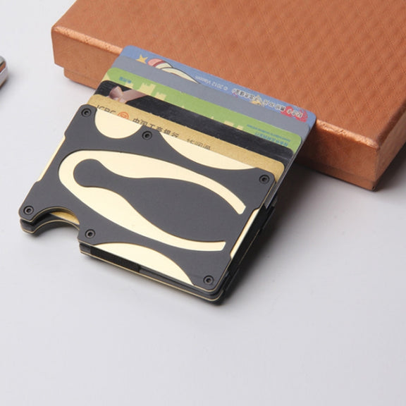 RFID Anti-Degaussing Anti-Theft Metal Wallet(Gold)