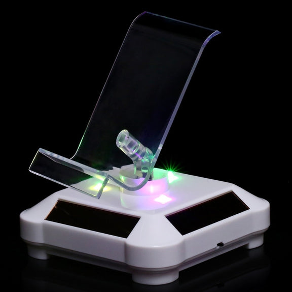 Solar Turntable Mobile Phone Stand Display Stand With Coloful Light(Black)