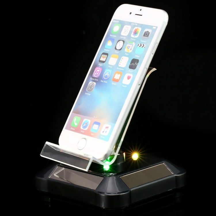 Solar Turntable Mobile Phone Stand Display Stand With Coloful Light(Black)