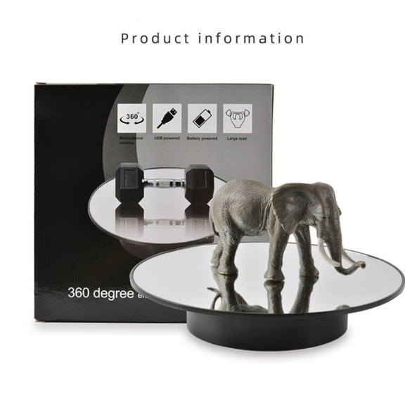 25cm USB Power Rotating Display Stand Video Shooting Props Turntable(Golden Mirror)