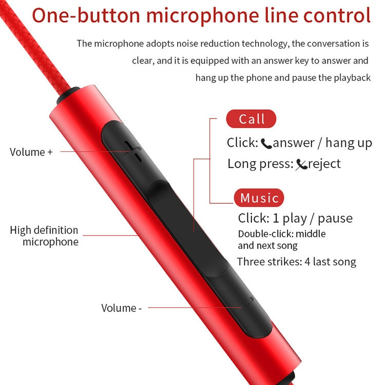 EN3900 3.5mm Plug In-Ear Wired Control Earphone with Mic(Red) - In Ear Wired Earphone by PMC TechLife | Online Shopping South Africa | PMC TechLife