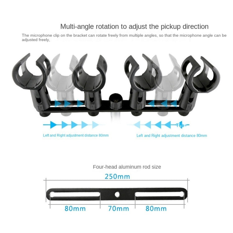 A18 Four-headed  Microphone Clip Aluminum Pole Microphone Accessories - free shipping - PMC TechLife - Order now!