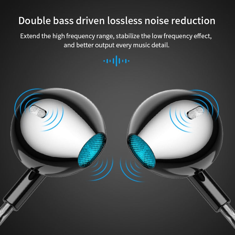 TS5000 3.5mm Metal Subwoofer Wired Earphone(Silver Gray)
