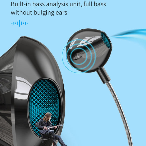 TS5000 3.5mm Metal Subwoofer Wired Earphone(Silver Gray)