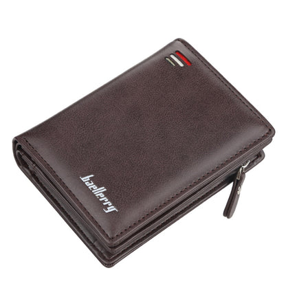 Baellerry D3216 Men Short Vertical Multi-Card Snap Coin Purse(Brown) - Wallets by Baellerry | Online Shopping South Africa | PMC Jewellery | Buy Now Pay Later Mobicred