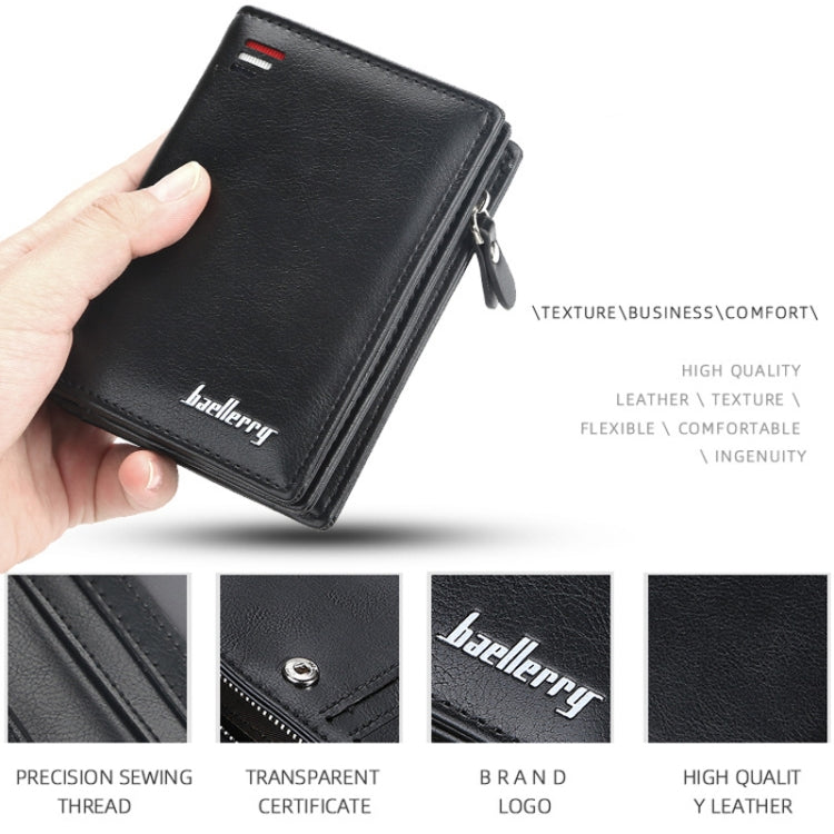 Baellerry D3216 Men Short Vertical Multi-Card Snap Coin Purse(Brown) - Wallets by Baellerry | Online Shopping South Africa | PMC TechLife | Buy Now Pay Later Mobicred