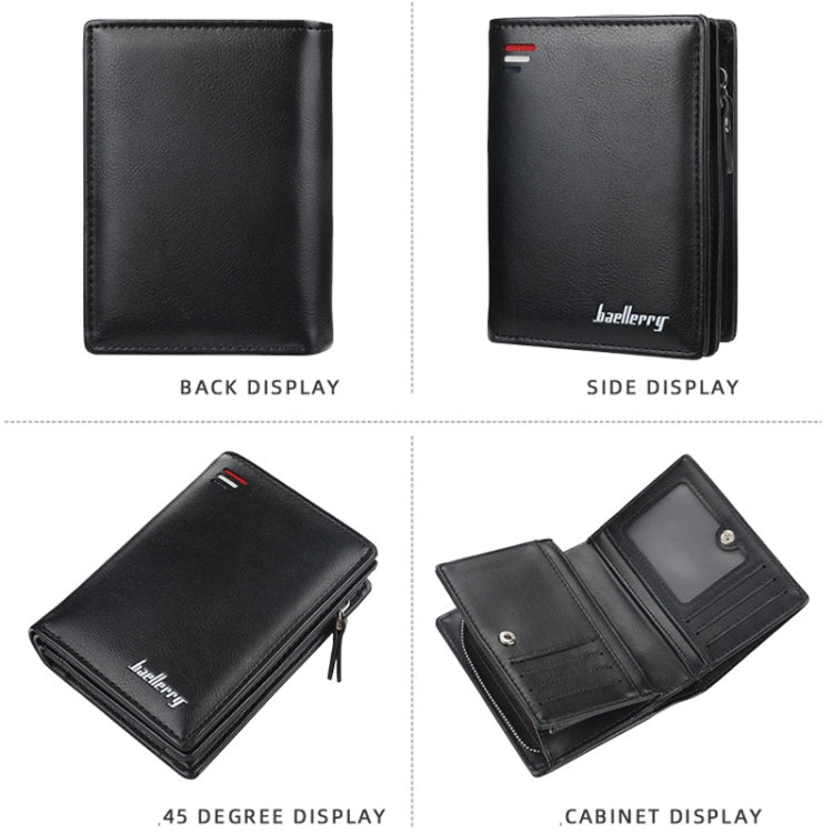 Baellerry D3216 Men Short Vertical Multi-Card Snap Coin Purse(Brown) - Wallets by Baellerry | Online Shopping South Africa | PMC Jewellery | Buy Now Pay Later Mobicred