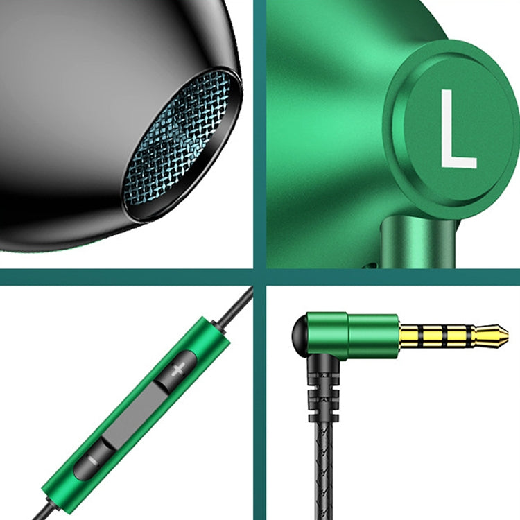 TS6800 3.5mm Metal Elbow Noise Cancelling Wired Game Earphone(Green) - Normal Style Earphone by PMC TechLife | Online Shopping South Africa | PMC TechLife