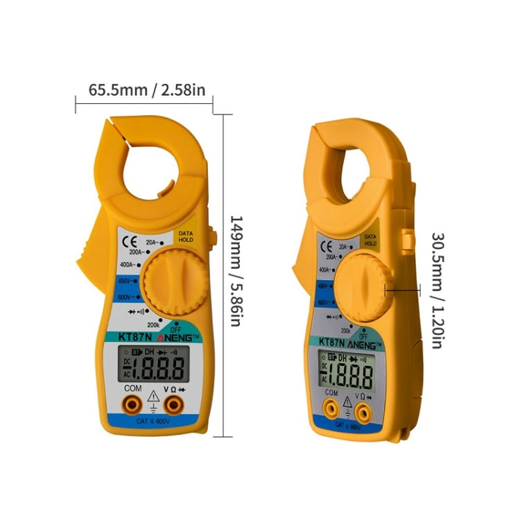 ANENG KT-87N Clamp Voltage And Current Measuring Multimeter(Yellow) - Digital Multimeter by ANENG | Online Shopping South Africa | PMC TechLife | Buy Now Pay Later Mobicred