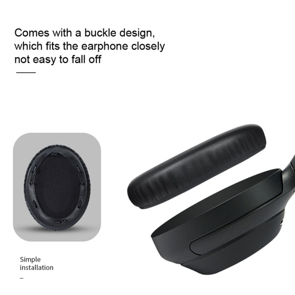 1 Pair PU Leather Earpads for Sony WH-1000XM4, Color: Black+Buckle