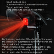 MEROCA XC02 Smart Light-Sensitive Brake Induction Taillight(Pipe Mounting)