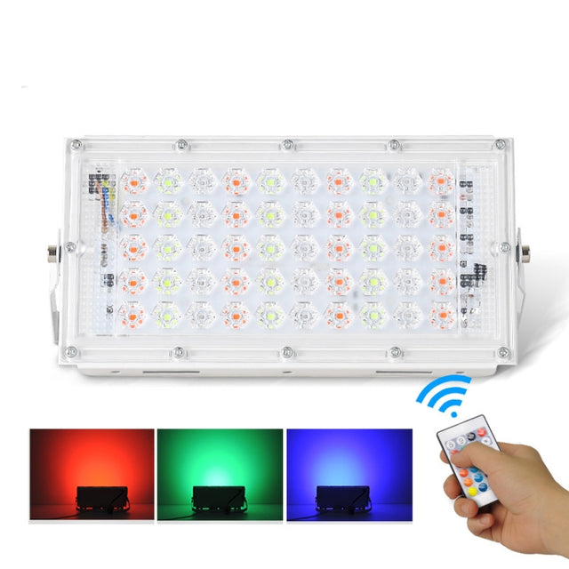 50W LED RGB Water-resistant Ultra-light Outdoor Flood Light with Remote Control