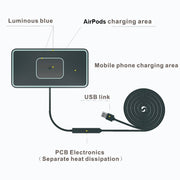 C1-PRO 2 In 1 15W Car Wireless Charging Anti-Slip Pad With Luminous For AirPods / iPhone