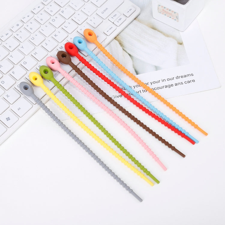 20 PCS Silicone Data Cable Storage Strap Cable Organizer(Pink)